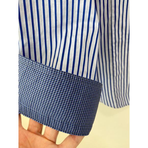 Stone Rose Black Rivet Striped Contrast Cuff Mens Button Down Shirt Size 2 Small - Picture 3 of 10